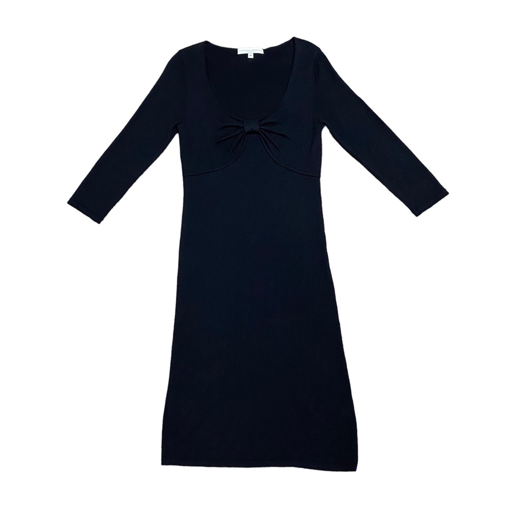 Vintage Carolina Herrera Bow Front Cashmere Long Sleeve Dress